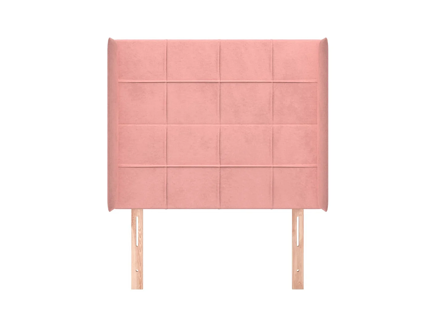 Cabecero | Cabezal de Cama | Mueble cabecero con orejas de terciopelo rosa 103x16x118/128 cm