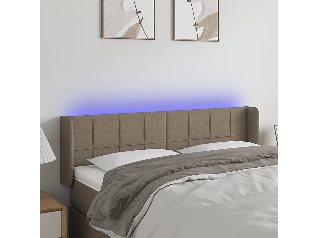 Hoofdbord | Hoofdeinde LED 147x16x78/88 cm stof taupe