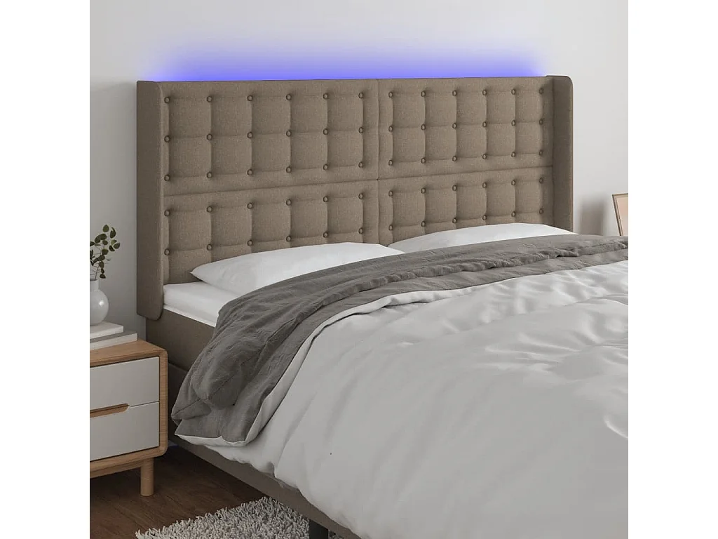 Hoofdbord | Hoofdeinde LED 183x16x118/128 cm stof taupe