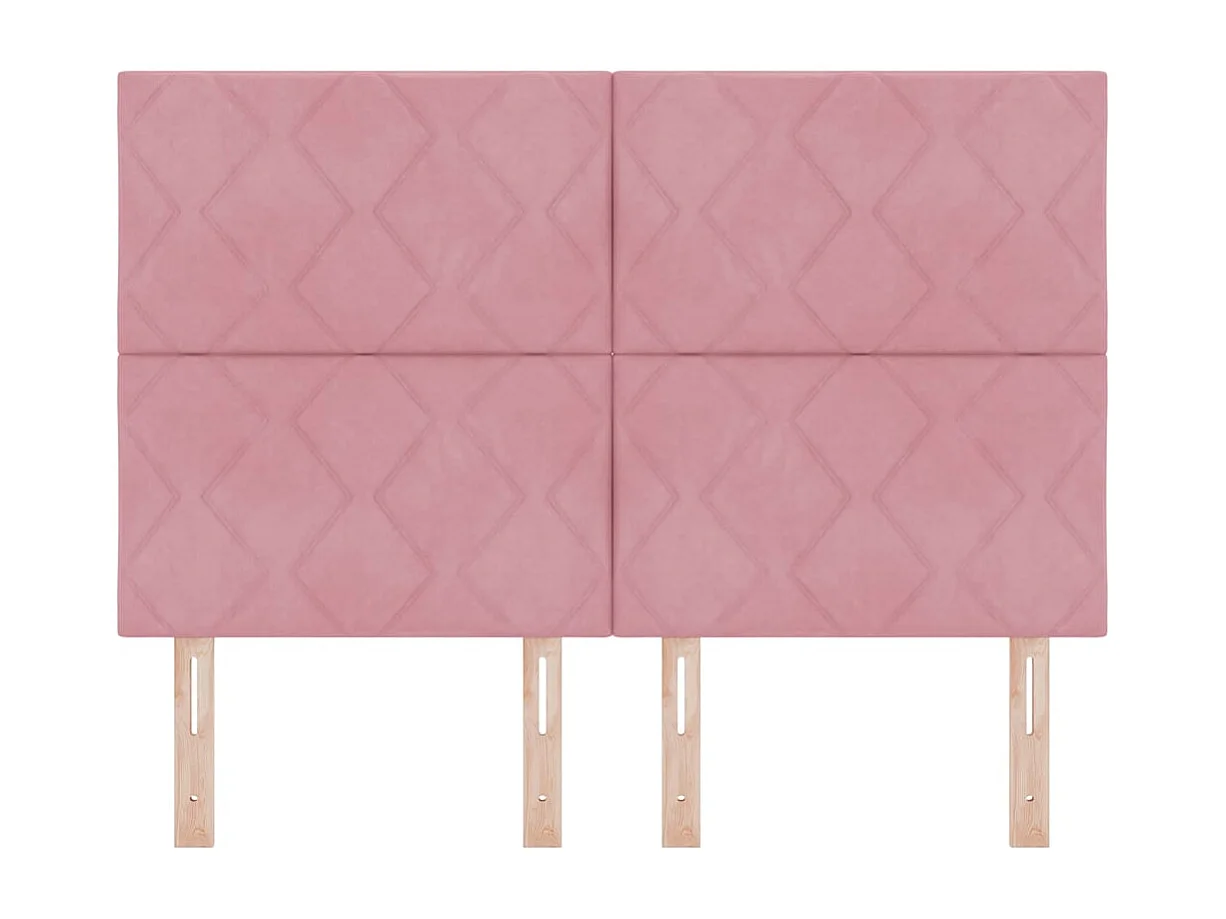 Tête de lit Montage mural | Panneau de tête pour lit Moderne  Géométrique Rose 160 cm Velours