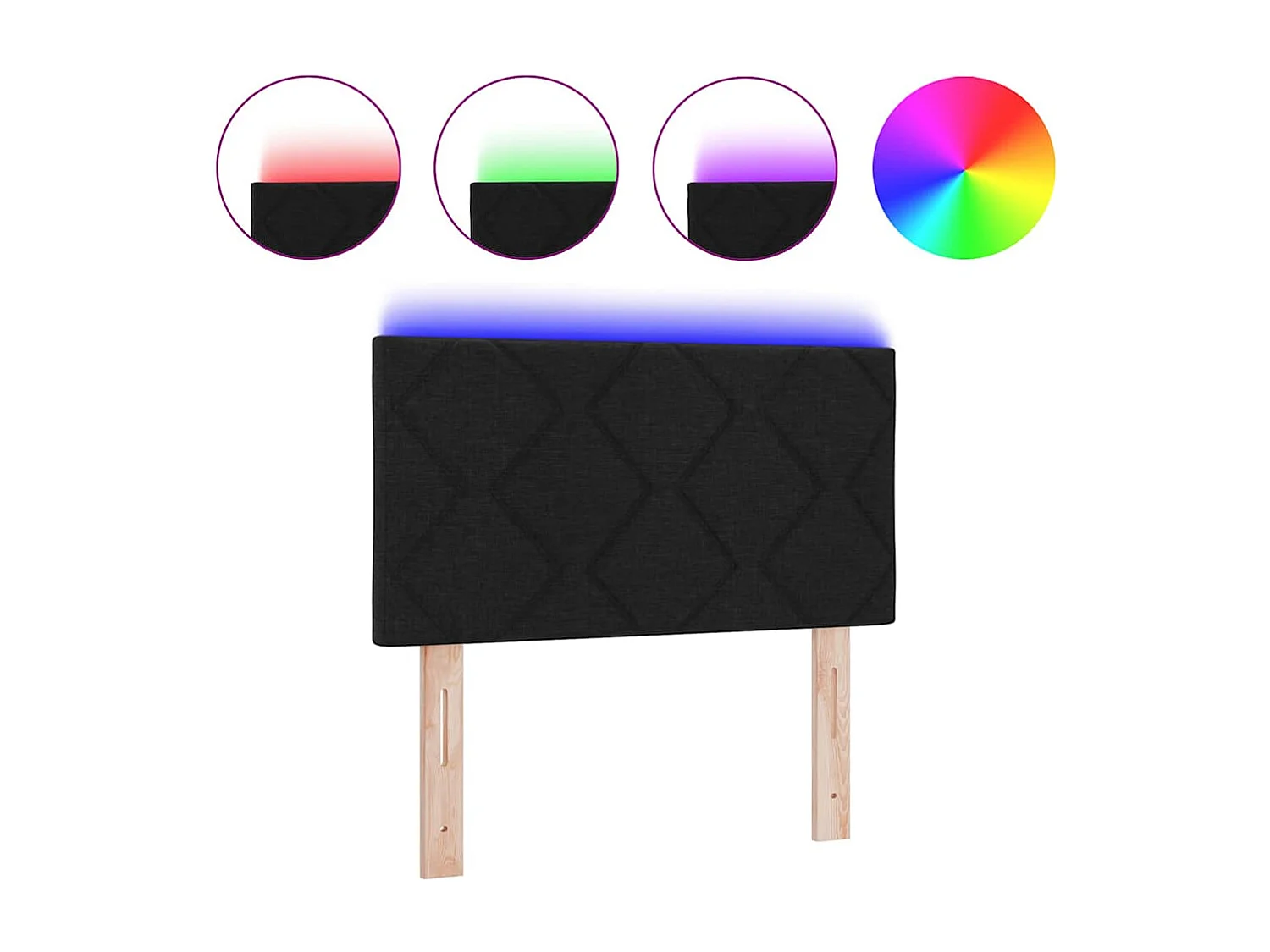 Tête de Lit | Panneau de tête pour lit Moderne avec des lumières à LED Réglable Noir 80 cm tissu