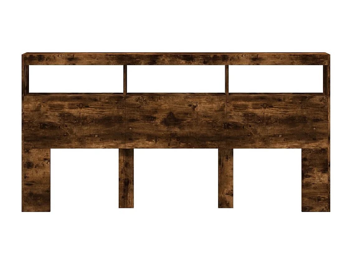 Cabecero de Cama | Cabezal de cama | Mueble de cabecero con luz LED roble ahumado 200x17x102 cm