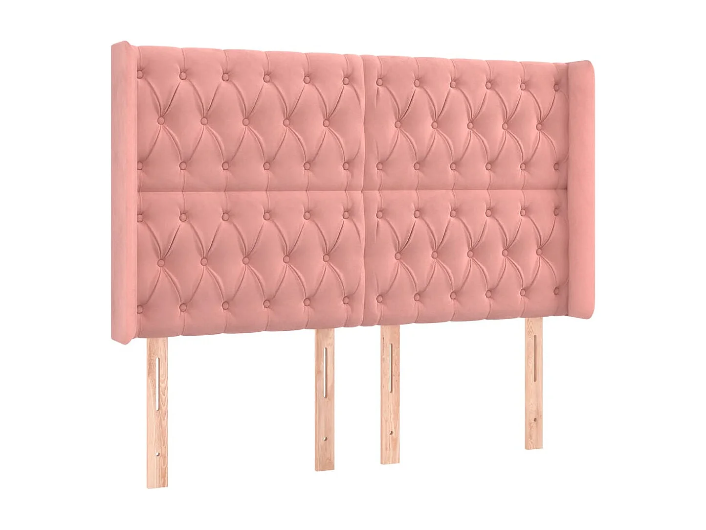 Tête de Lit | Panneau de tête pour lit Moderne à LED Rose 147x16x118/128 cm Velours