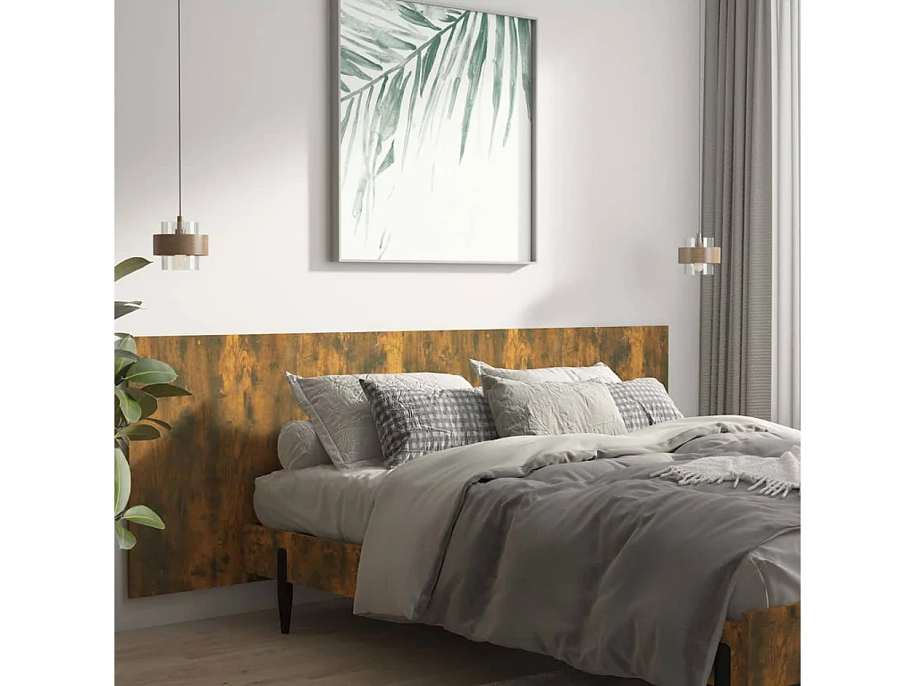 Tête de lit murale | Panneau de tête pour lit Moderne  Chêne fumé 240x1,5x80 cm Bois d'ingénierie