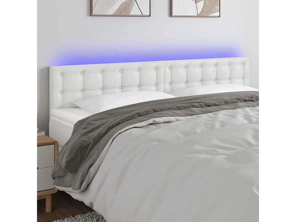 Hoofdbord | Hoofdeinde LED 180x5x78/88 cm kunstleer wit