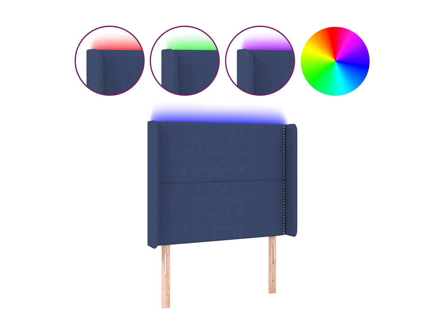 Tête de Lit | Panneau de tête pour lit Moderne à LED Bleu 103x16x118/128 cm Tissu