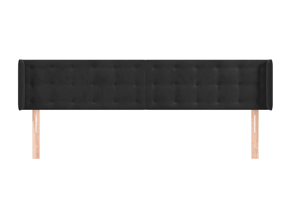 Mueble cabecero | Cabezal de cama | Cabecero de terciopelo negro 163x16x78/88 cm