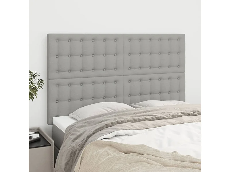 Têtes de lit | Panneaux de tête pour lit Moderne 4 pcs Gris clair 72x5x78/88 cm Tissu