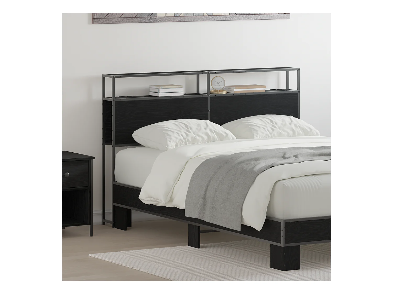 Tête de Lit de rangement | Panneau de tête pour lit Chêne noir 120 cm Bois d'ingénierie