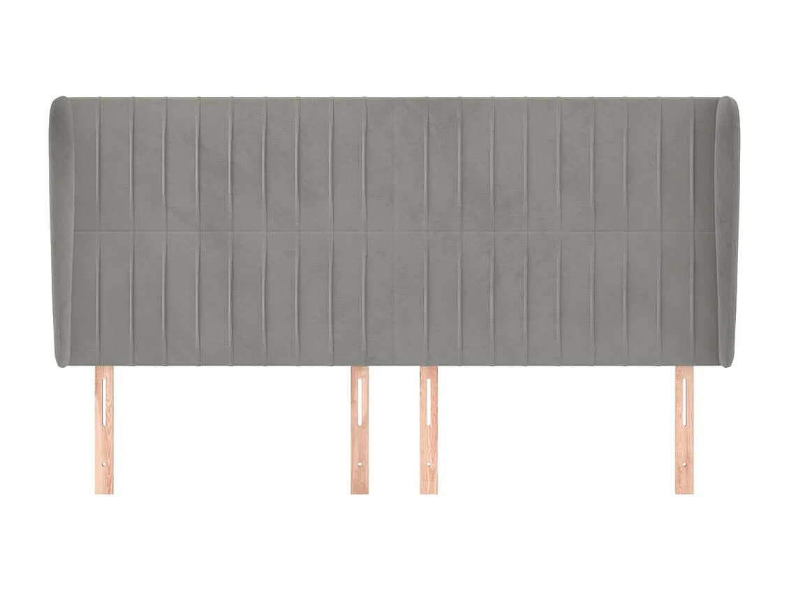 Tête de Lit | Panneau de tête pour lit Moderne avec oreilles Gris clair 203x23x118/128 cm Velours