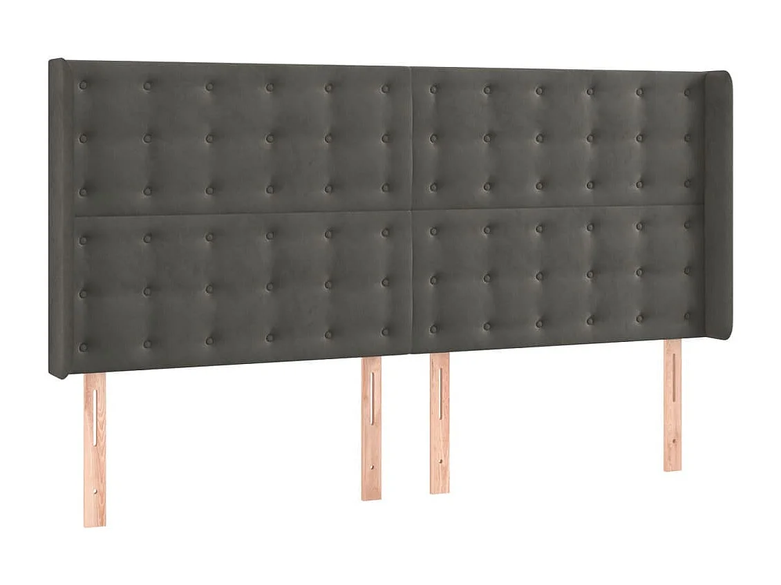 Hoofdbord | Hoofdeinde LED 203x16x118/128 cm fluweel donkergrijs