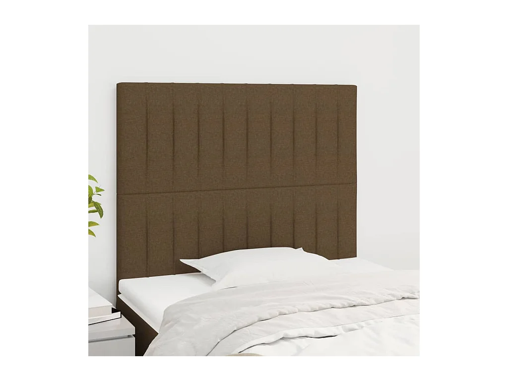 Cabeceros | Cabezal de cama | Mueble de cabecero 2 unidades de tela marrón oscuro 90x5x78/88 cm