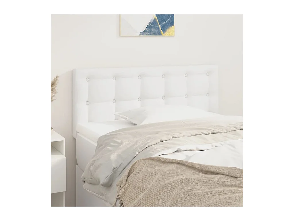 Mueble cabecero | Cabezal de cama | Cabecero de cuero sintético blanco 100x5x78/88 cm
