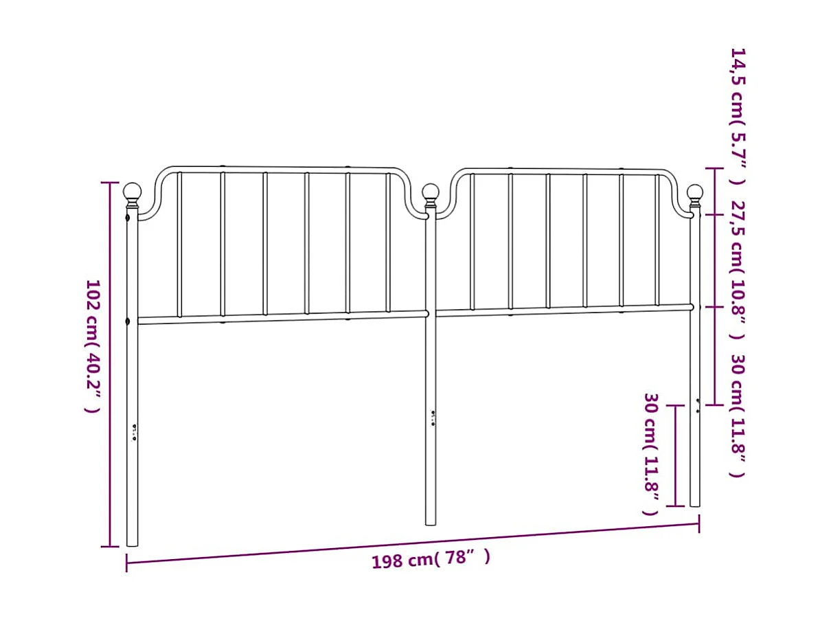 Tête de Lit | Panneau de tête pour lit Moderne métal blanc 193 cm