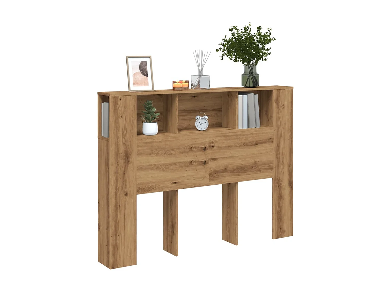 Tête de Lit avec rangement | Armoire de tête de lit chêne artisanal 140x18,5x102,5 cm