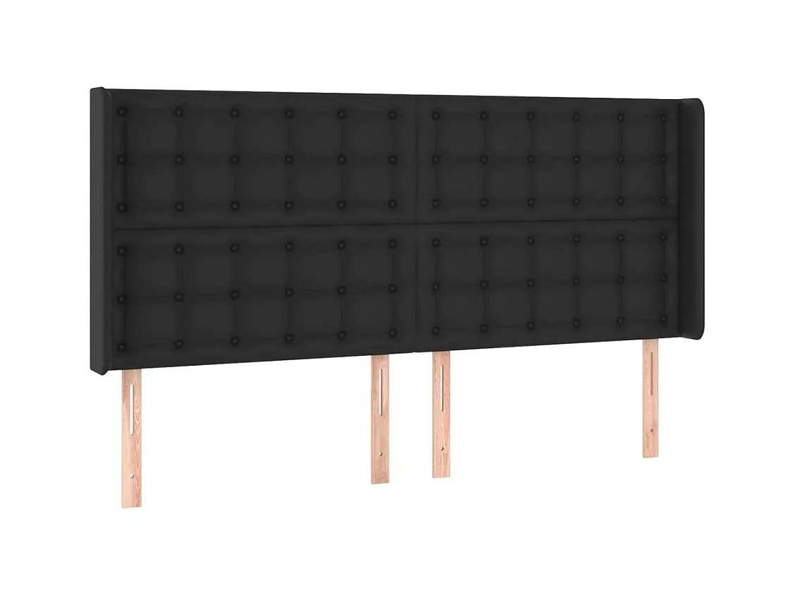 Tête de Lit | Panneau de tête pour lit Moderne avec oreilles Noir 183x16x118/128 cm Similicuir