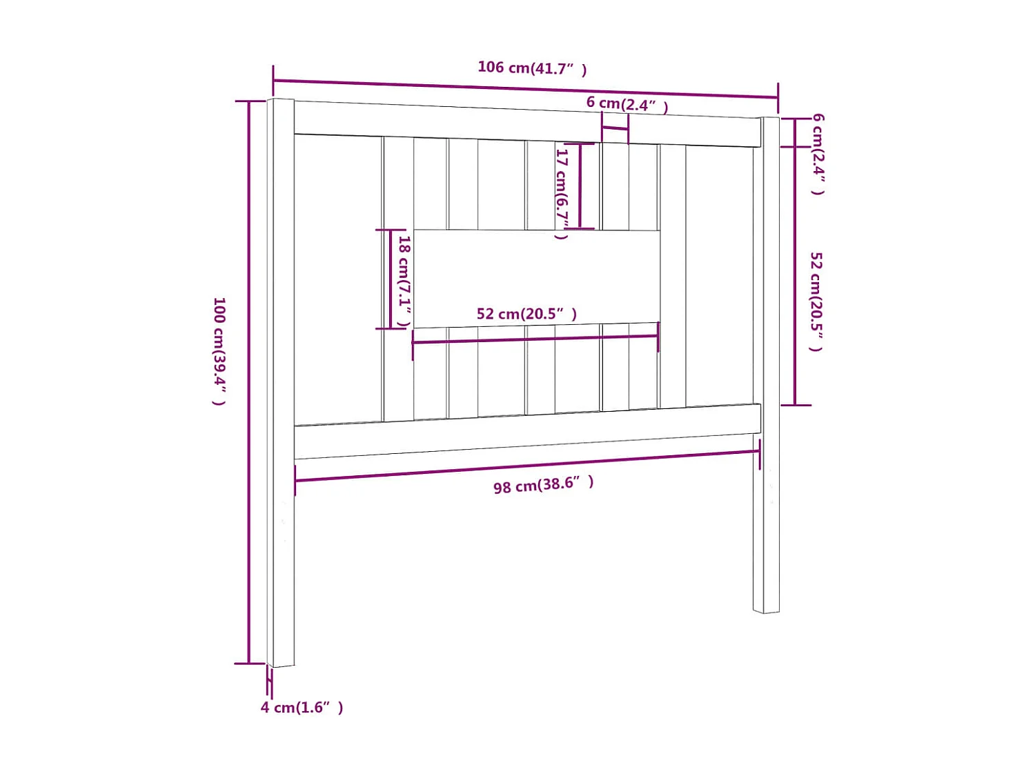 Mueble cabecero | Cabecero | Cabezal de cama madera maciza de pino gris 106x4x100 cm