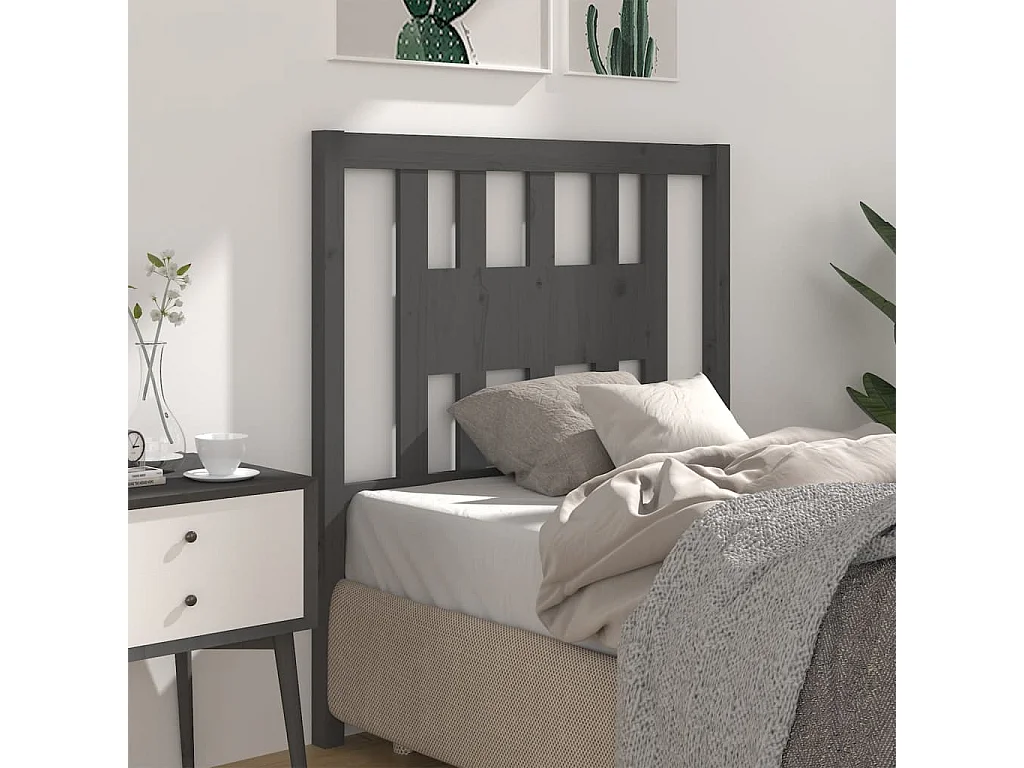 Tête de Lit | Panneau de tête pour lit Moderne Gris 106x4x100 cm Bois massif de pin