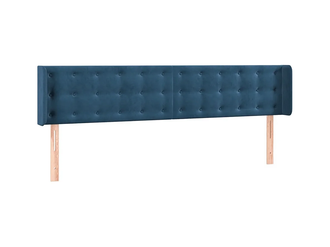 Cabecero | Cabezal de Cama | Mueble cabecero con LED de terciopelo azul oscuro 203x16x78/88 cm