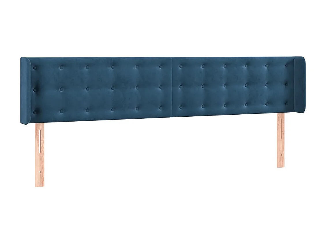 Tête de Lit | Panneau de tête pour lit Moderne à LED Bleu foncé 203x16x78/88 cm Velours