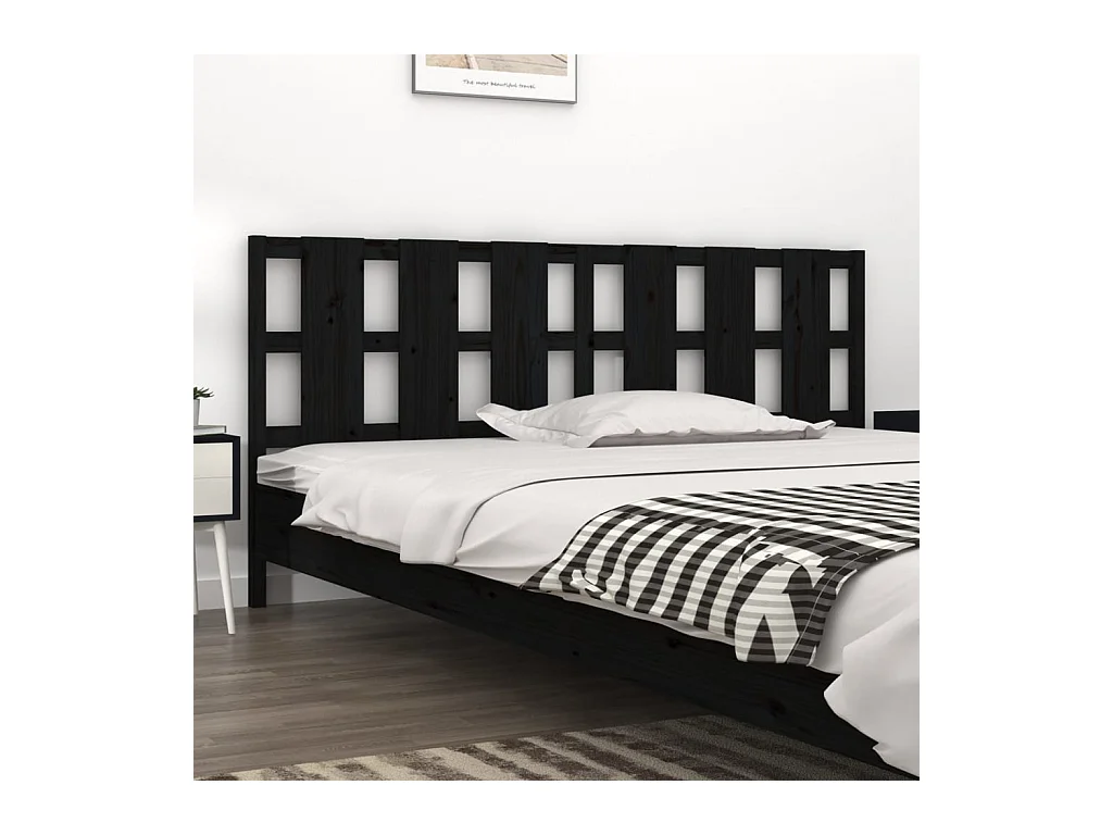 Cabecero de Cama | Cabezal de cama | Mueble de cabecero madera maciza de pino negro 205,5x4x100 cm