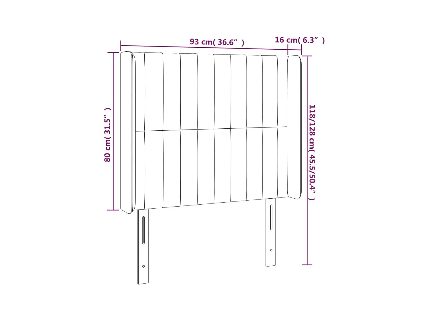 Tête de Lit | Panneau de tête pour lit Moderne à LED Noir 93x16x118/128 cm Tissu