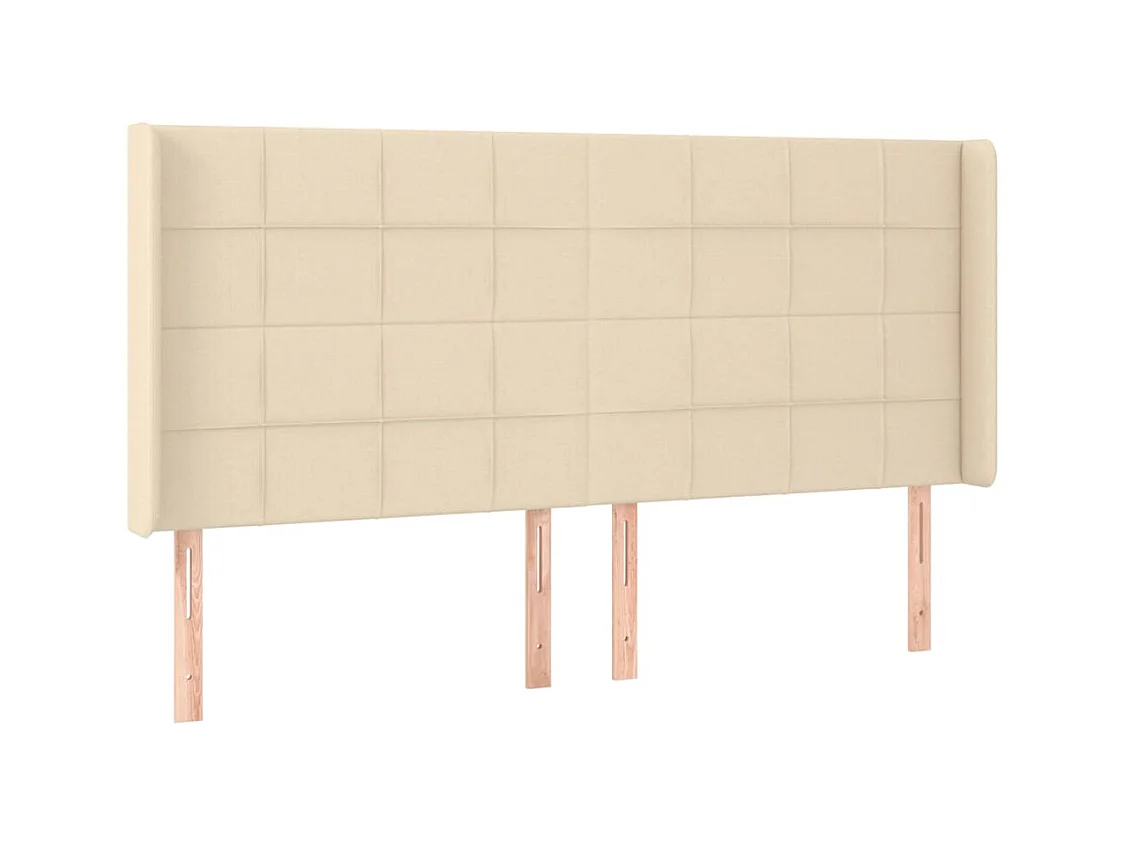 Tête de Lit | Panneau de tête pour lit Moderne avec oreilles Crème 163x16x118/128 cm Tissu