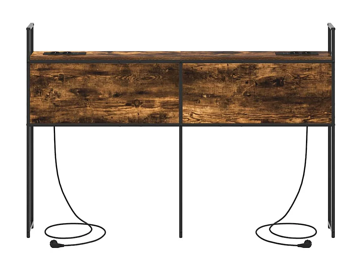 Mueble cabecero | Cabezal de cama | Cabecero de Almacenamiento con Estación de Carga Roble ahumado