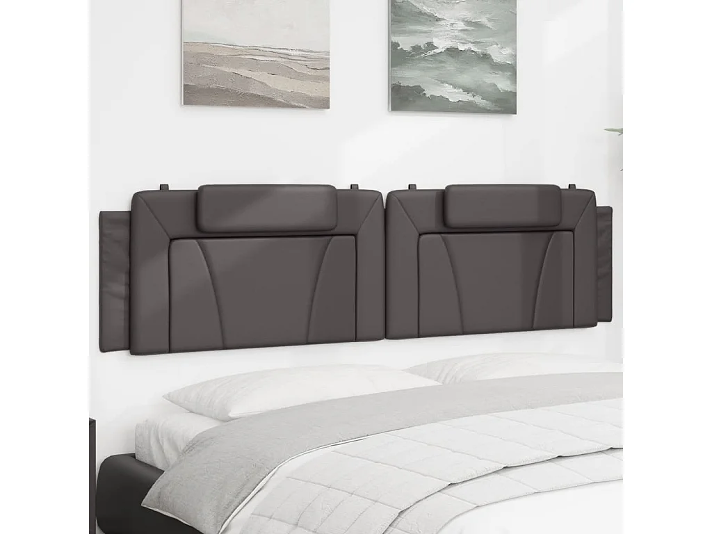 Hoofdbord | Hoofdbordkussen "Viana" 200 cm kunstleer grijs