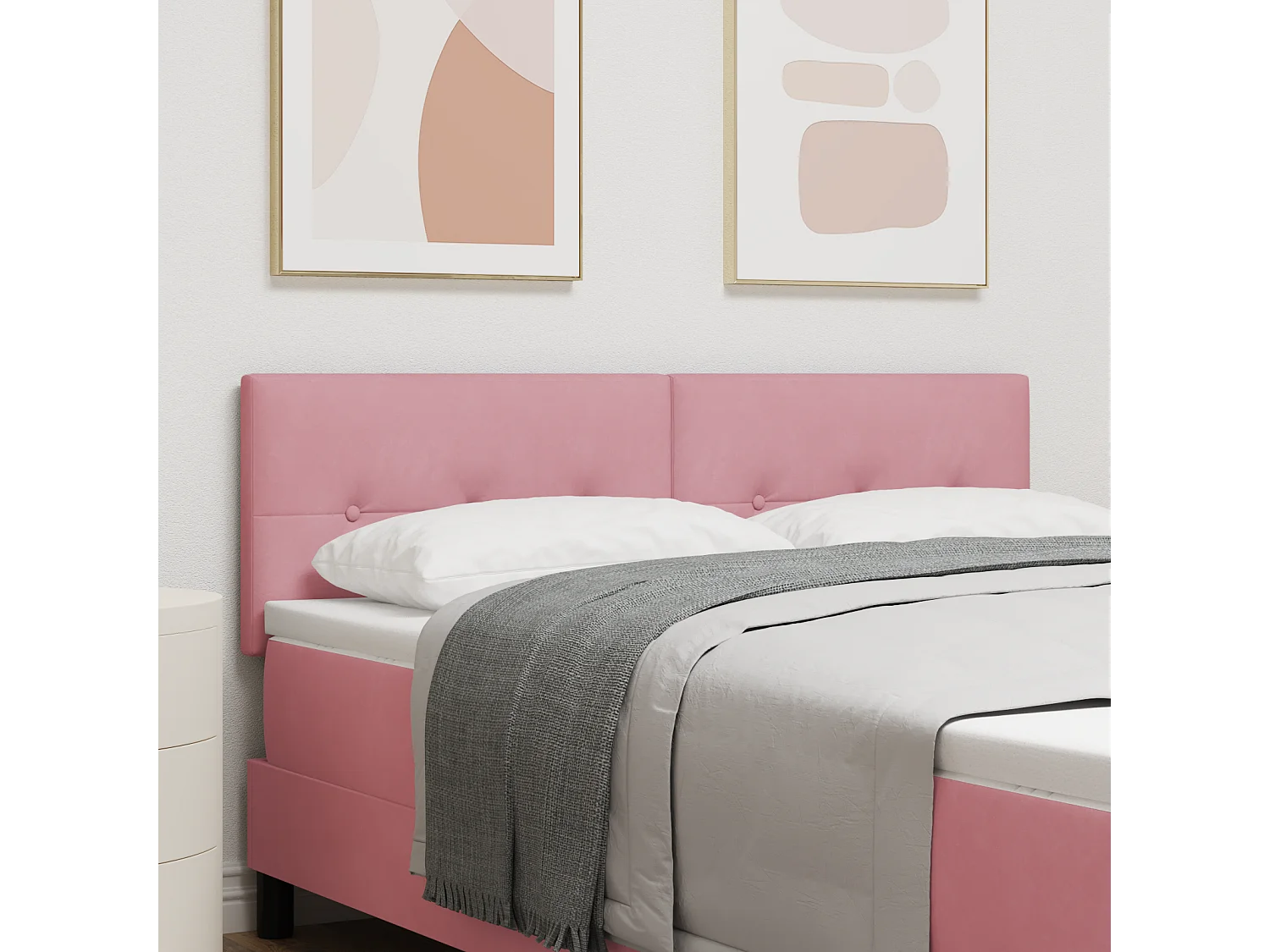 Tête de lit Montage mural | Panneau de tête pour lit Moderne  avec tête de lit Rose 160 cm Velours