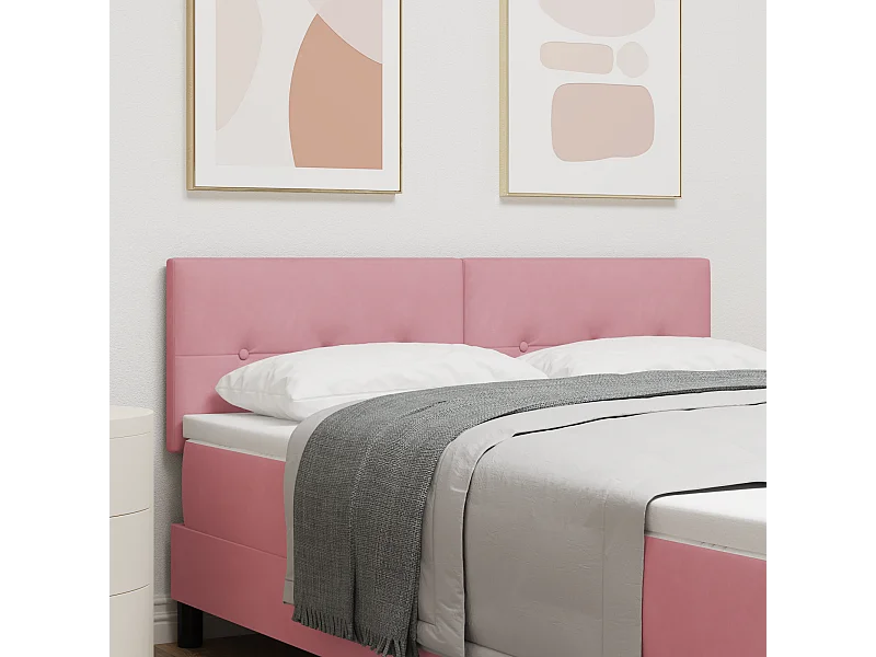 Mueble cabecero | Cabecero | Cabezal de cama Montaje en la pared Manual Rosa 160 cm Terciopelo