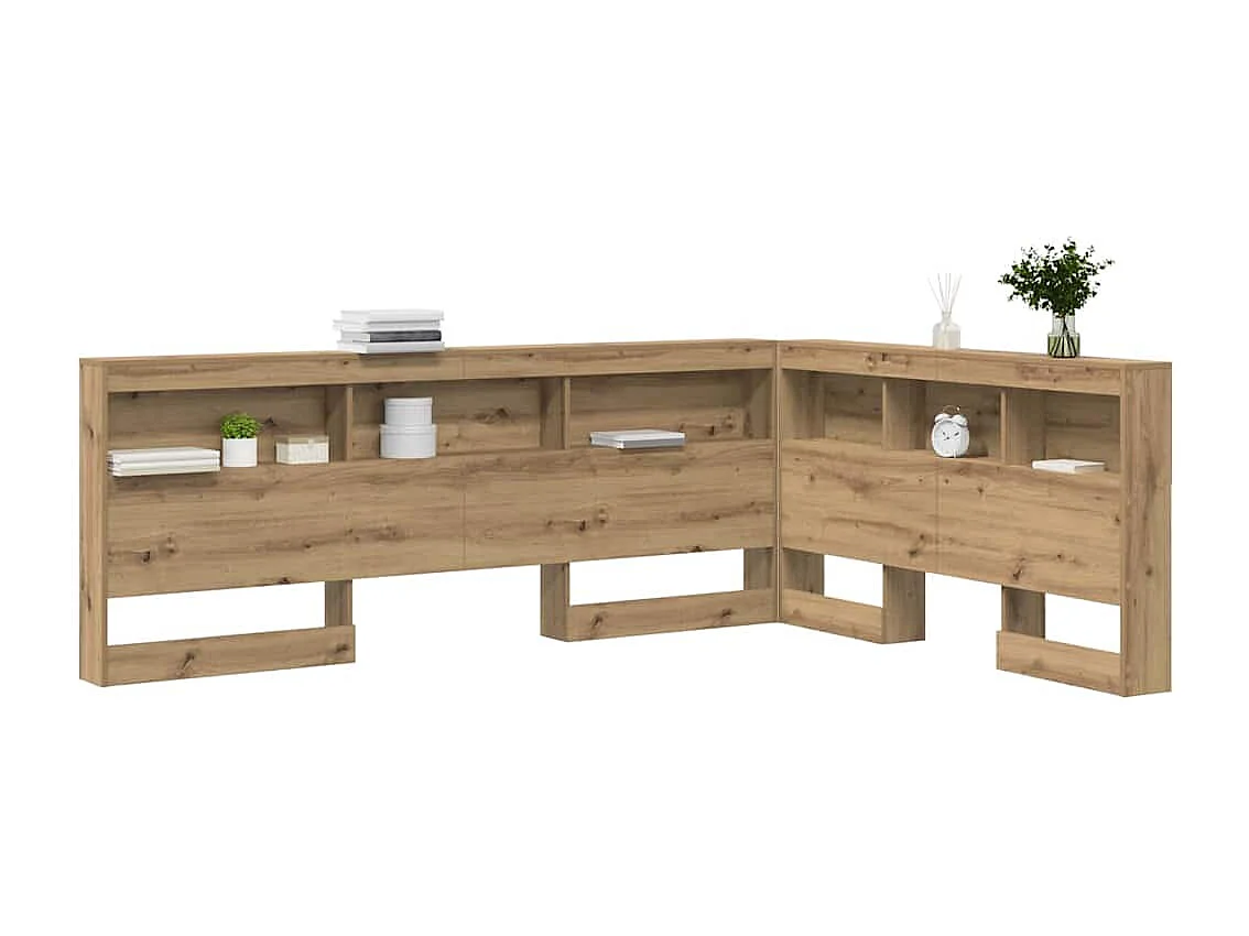 Tête de Lit de rangement | Panneau de tête pour lit avec étagère chêne artisanal 135 cm