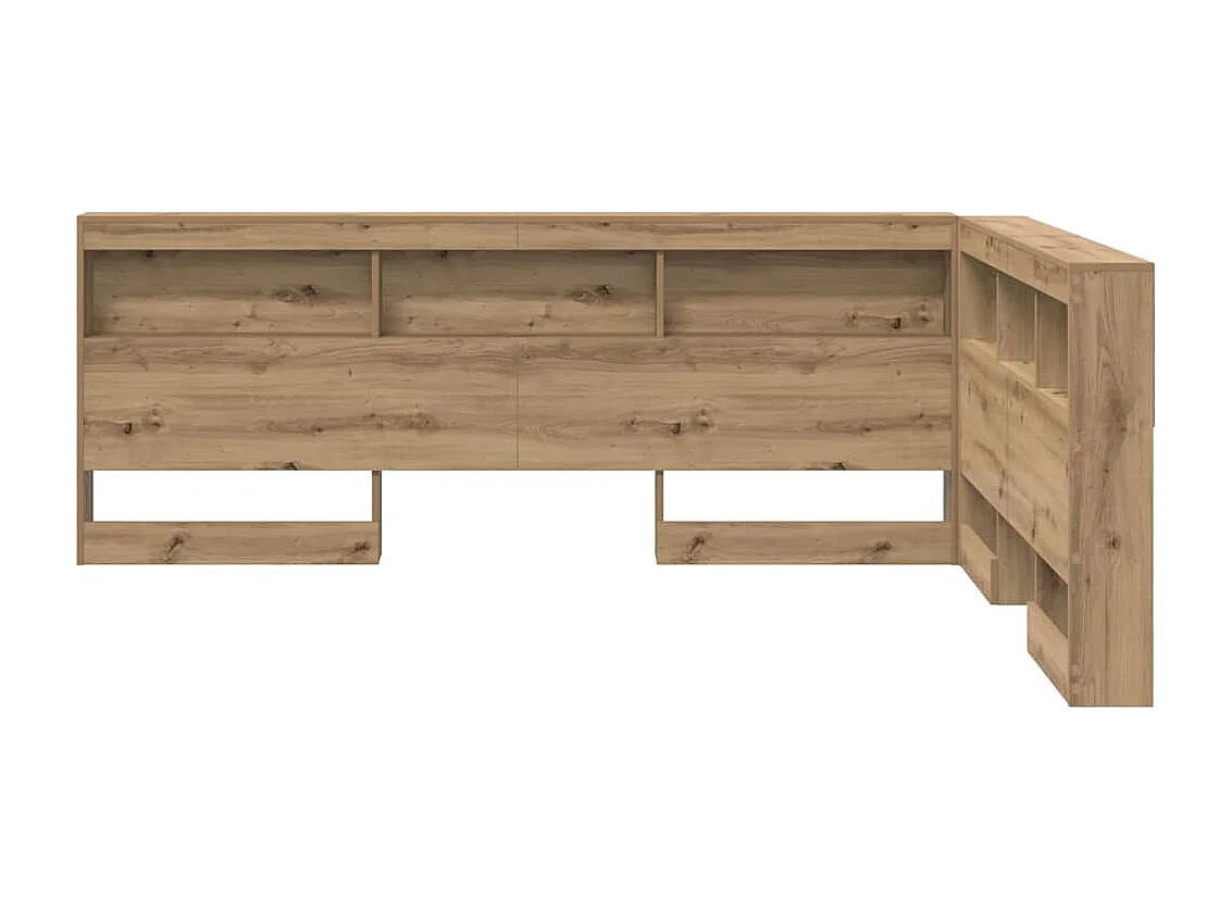 Tête de Lit de rangement | Panneau de tête pour lit avec étagère chêne artisanal 135 cm