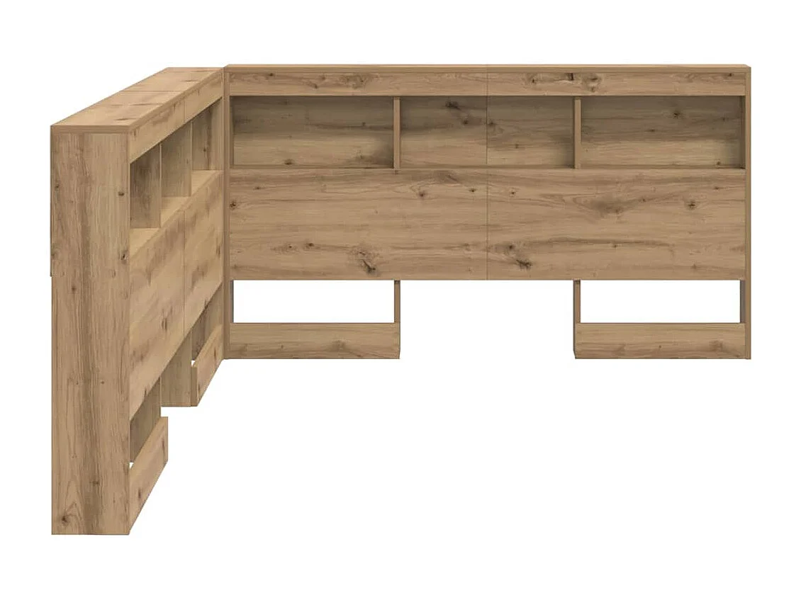 Tête de Lit de rangement | Panneau de tête pour lit avec étagère chêne artisanal 135 cm