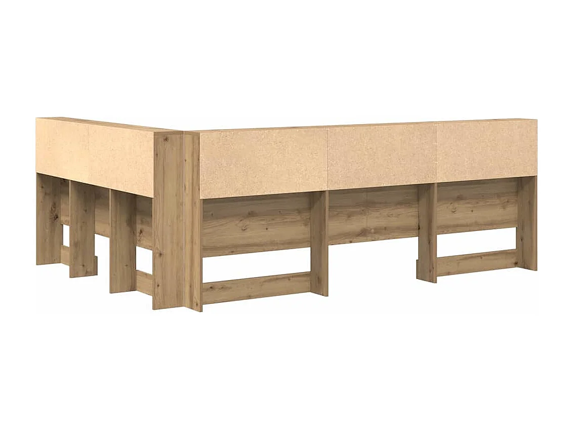 Tête de Lit de rangement | Panneau de tête pour lit avec étagère chêne artisanal 135 cm