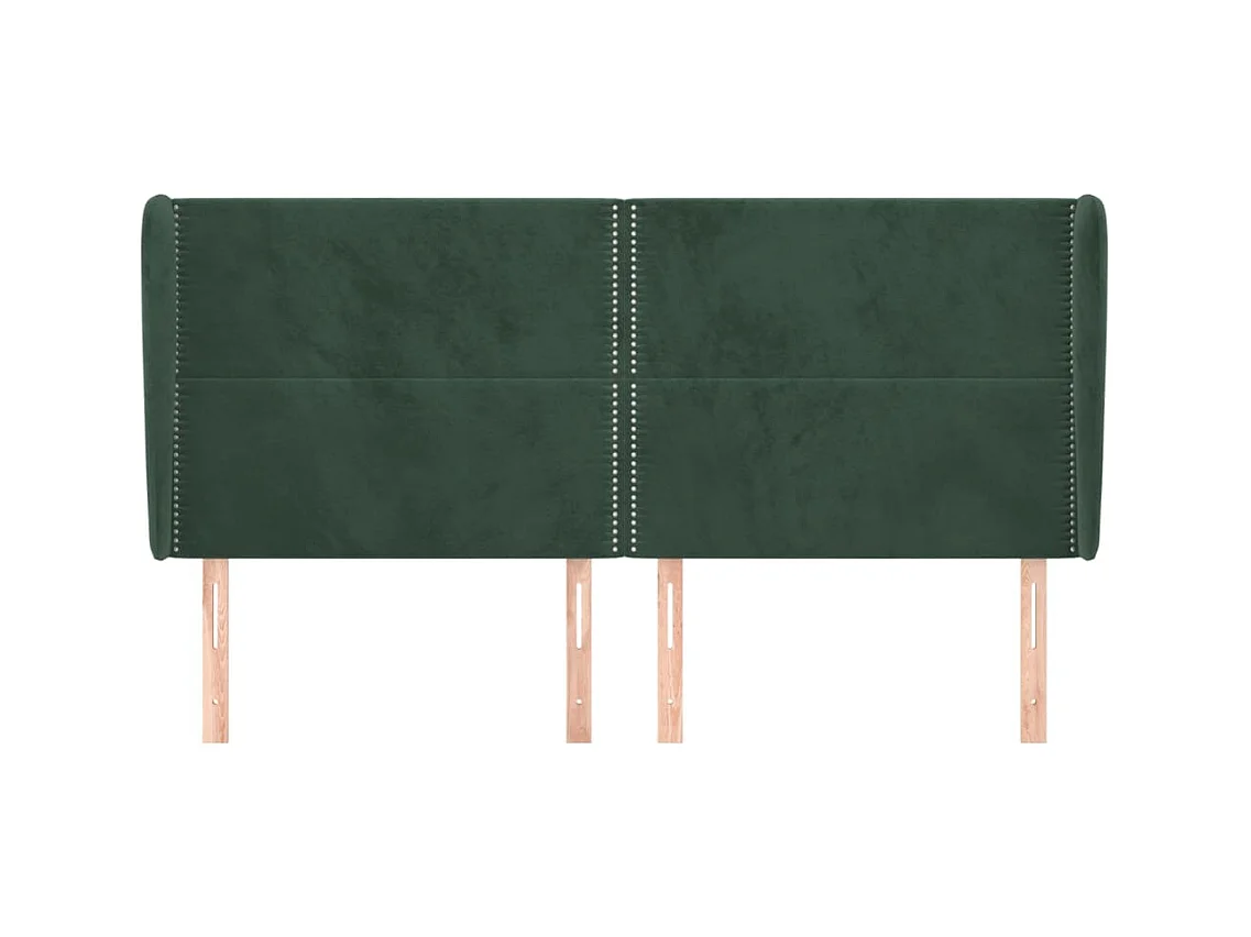 Cabecero | Cabezal de Cama | Mueble cabecero con orejas de terciopelo verde oscuro 203x23x118/128cm