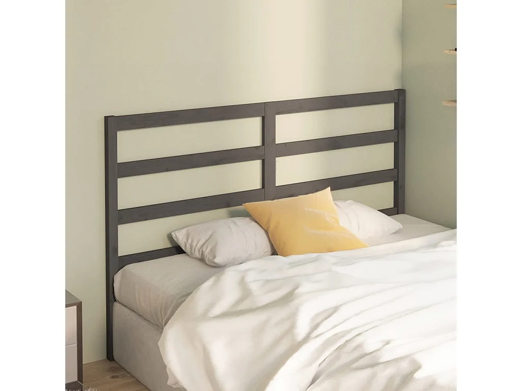 Tête de Lit | Panneau de tête pour lit Moderne Gris 146x4x100 cm Bois massif de pin