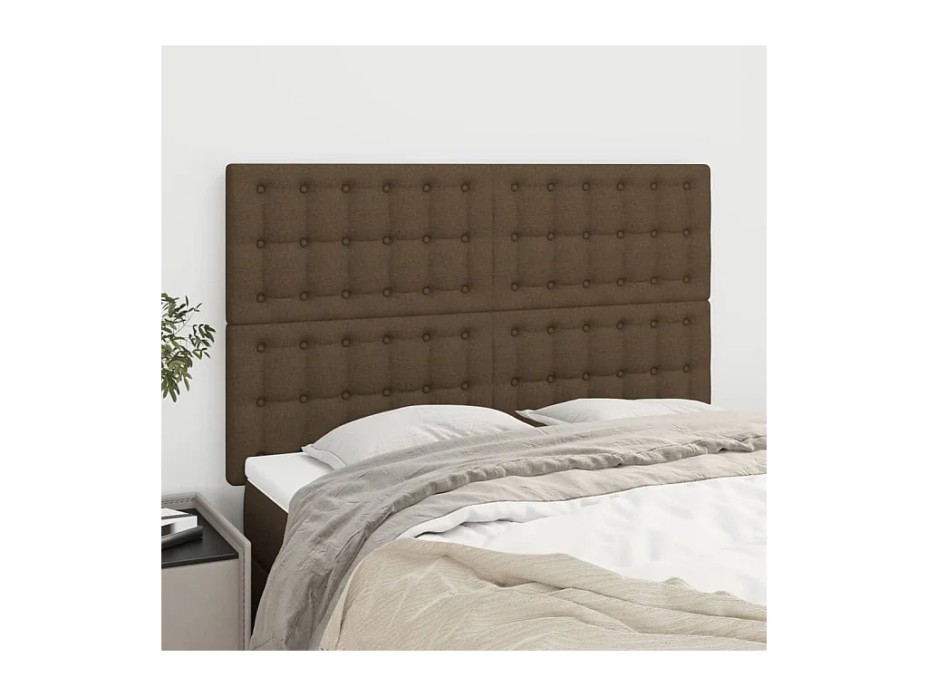 Têtes de lit | Panneaux de tête pour lit Moderne 4 pcs Marron foncé 72x5x78/88 cm Tissu