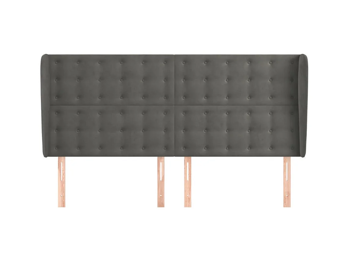Tête de Lit | Panneau de tête pour lit Moderne avec oreilles Gris foncé 183x23x118/128 cm Velours