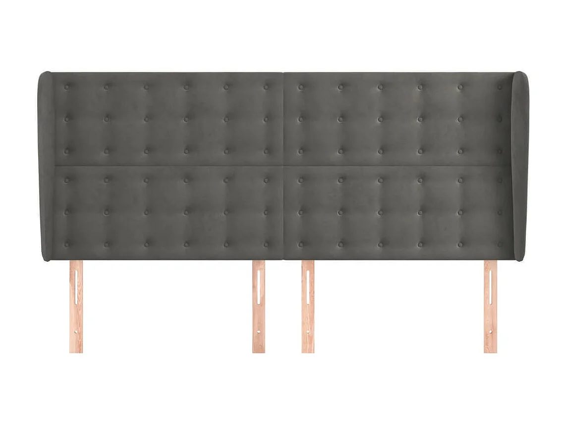 Tête de Lit | Panneau de tête pour lit Moderne avec oreilles Gris foncé 183x23x118/128 cm Velours