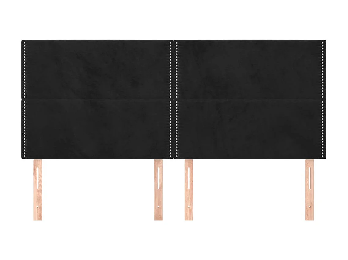 Cabeceros | Cabezal de cama | Mueble de cabecero 4 unidades de terciopelo negro 90x5x78/88 cm