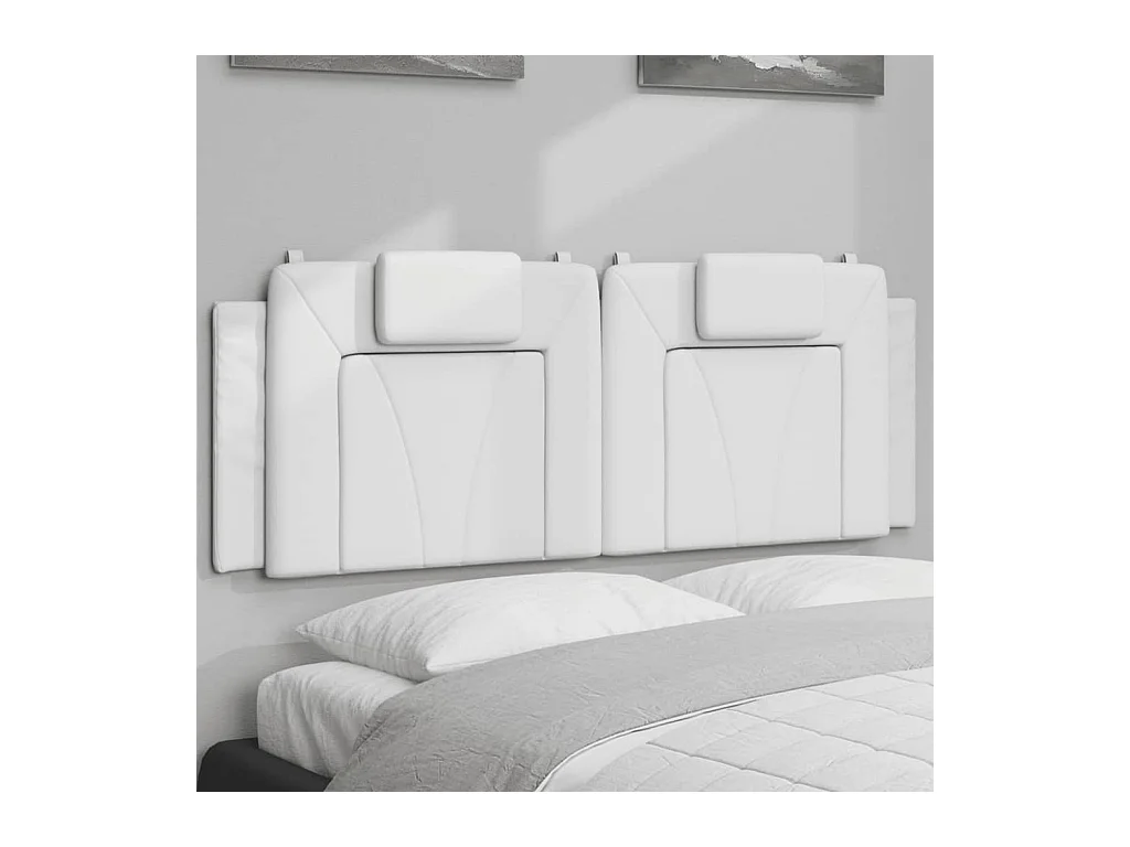 Cabecero de Cama | Cabezal de cama | Mueble de cabecero acolchado Viana cuero sintético blanco 120 cm