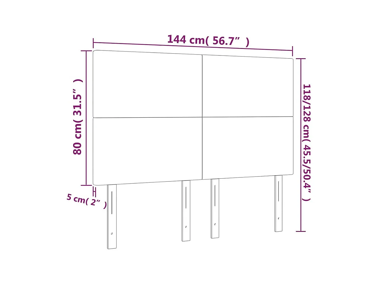 Cabecero | Cabezal de Cama | Mueble cabecero con luces LED cuero sintético crema 144x5x118/128 cm