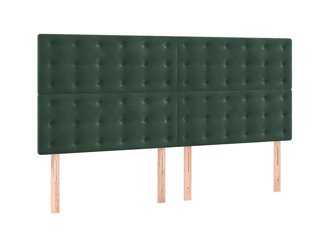 Têtes de lit | Panneaux de tête pour lit Moderne 4 pcs Vert foncé 80x5x78/88 cm Velours