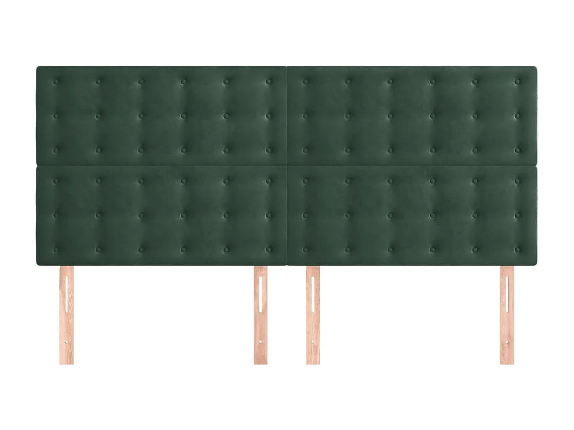 Têtes de lit | Panneaux de tête pour lit Moderne 4 pcs Vert foncé 80x5x78/88 cm Velours