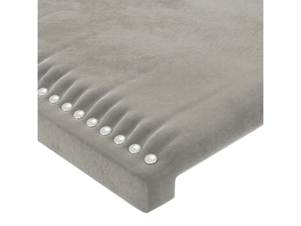 Cabecero | Cabezal de Cama | Mueble cabecero con orejas de terciopelo gris claro 203x16x118/128 cm
