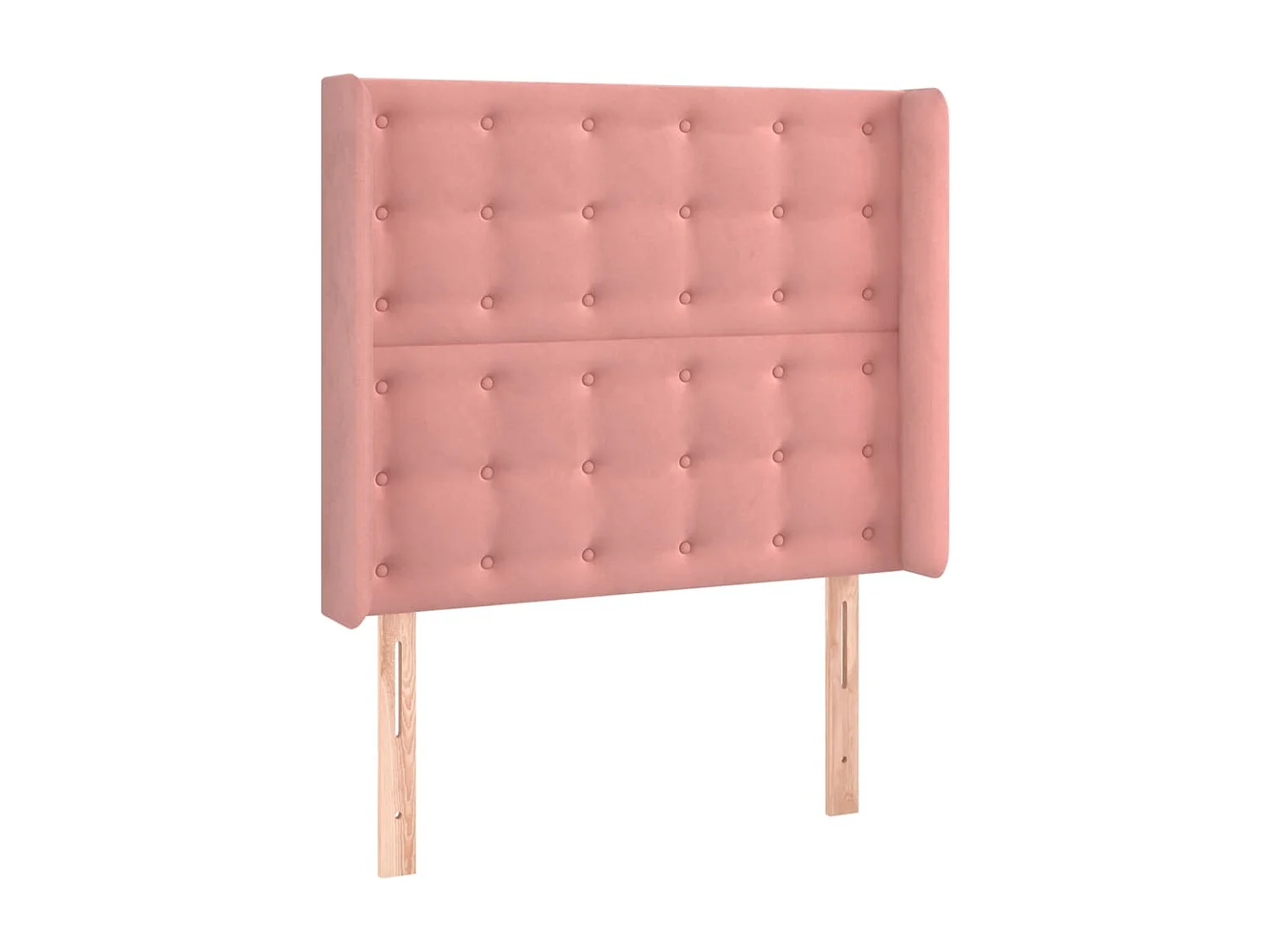 Cabecero | Cabezal de Cama | Mueble cabecero con orejas de terciopelo rosa 93x16x118/128 cm