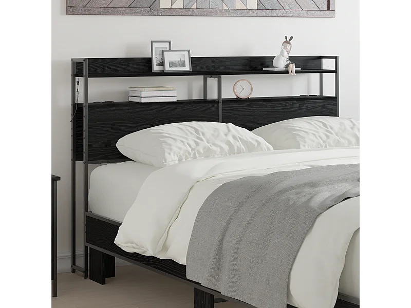 Tête de Lit de rangement | Panneau de tête pour lit Chêne noir 120 cm Bois d'ingénierie