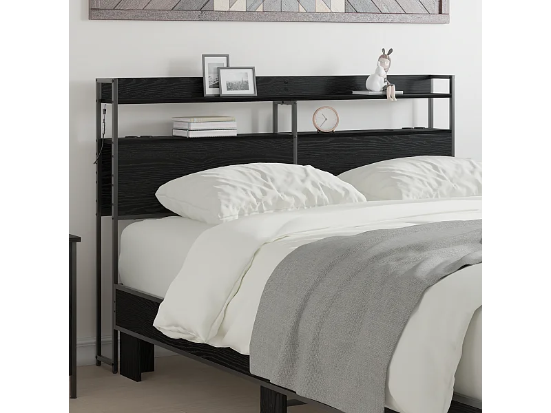 Tête de Lit de rangement | Panneau de tête pour lit Chêne noir 120 cm Bois d'ingénierie