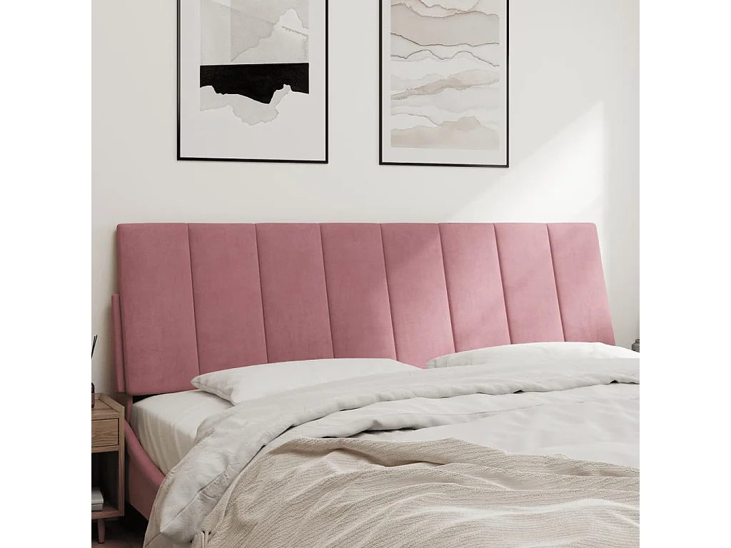 Cabecero de Cama | Cabezal de cama | Mueble de cabecero acolchado Hanko terciopelo rosa 160 cm